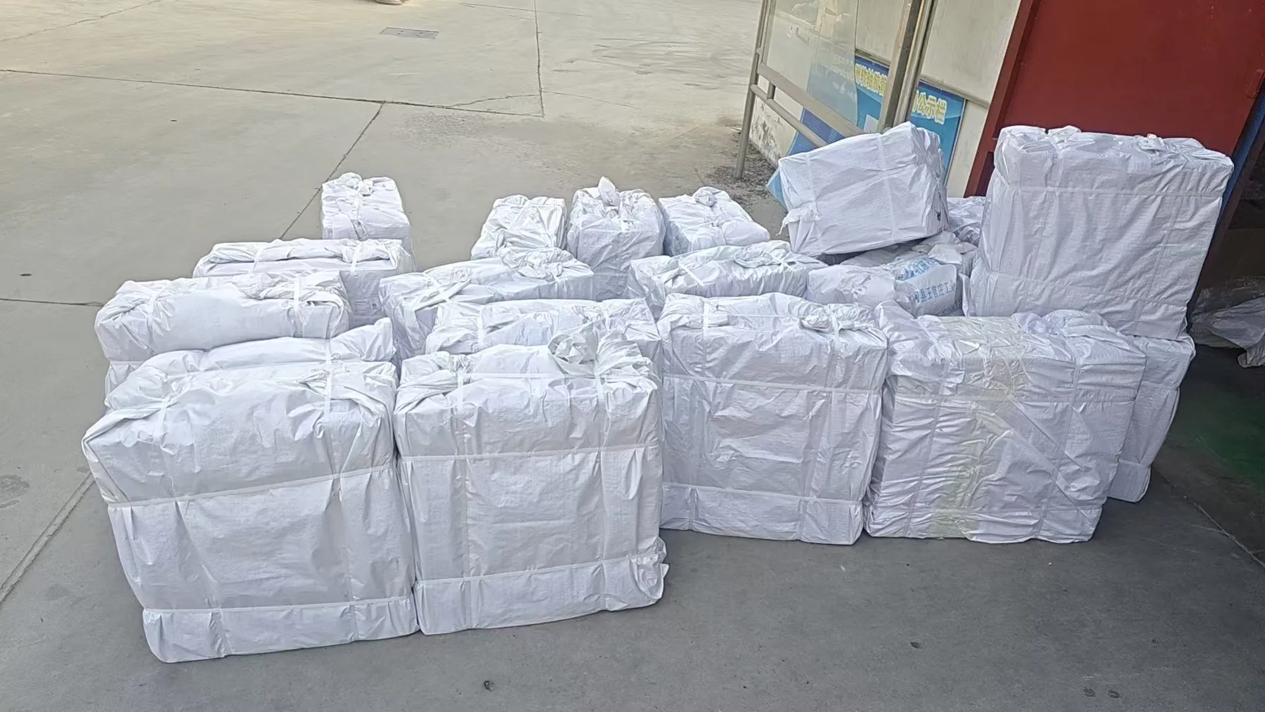 Woven bags stacked for export